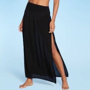 Kona Sol Black Gauze Maxi Swim Cover Up Skirt